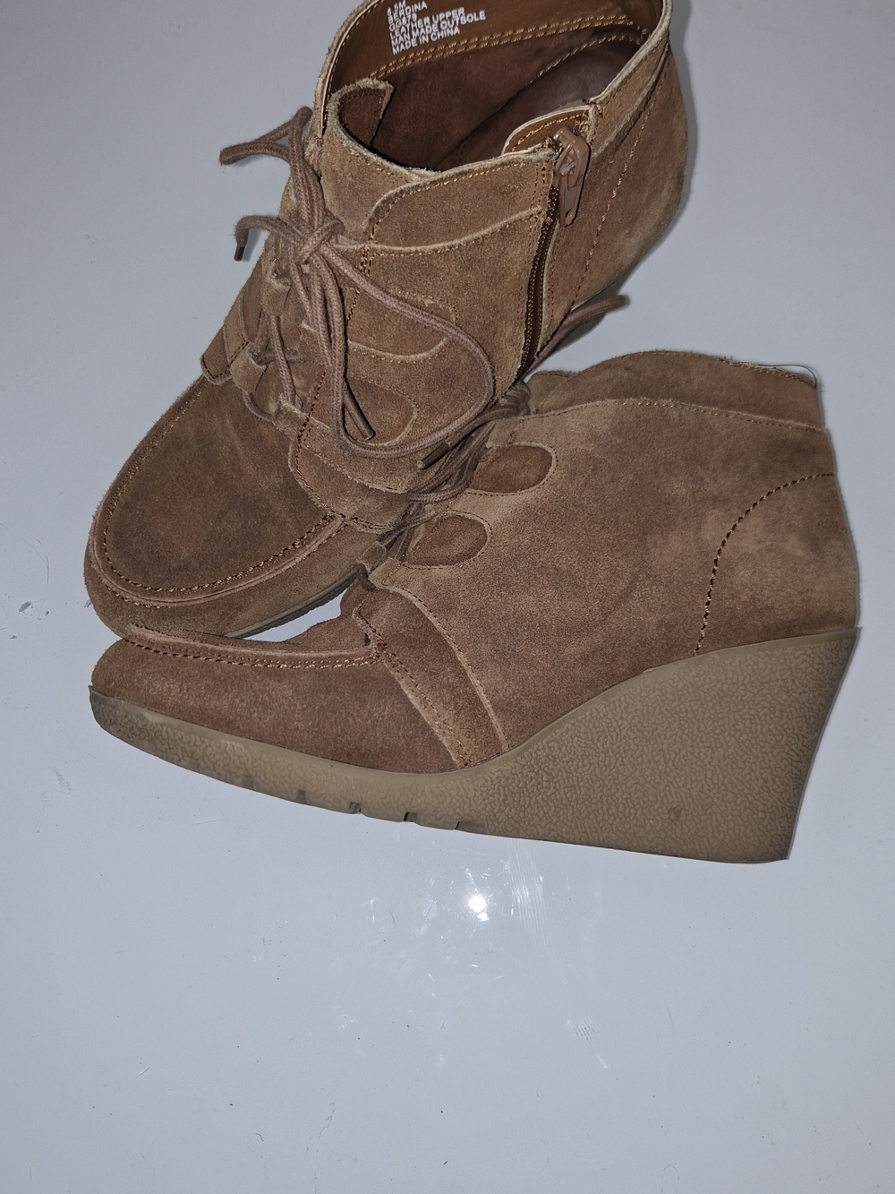 MIA Berdina Brown Suede Wedge Ankle Booties Size 8.5 - Picture 2 of 8